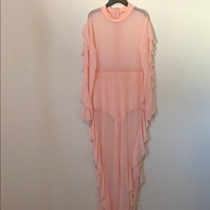 Pink sheer one-piece